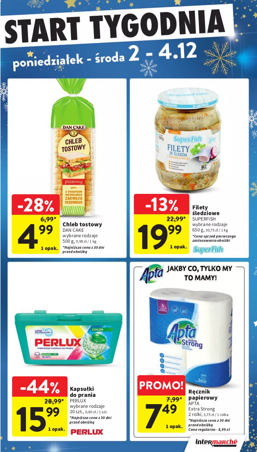 Gazetka promocyjna Intermarche - ważna 28.11 do 04.12.2024 - strona 47 - produkty: Chleb, Chleb tostowy, Dan Cake, Kapsułki do prania, Papier, Ręcznik, Rolki