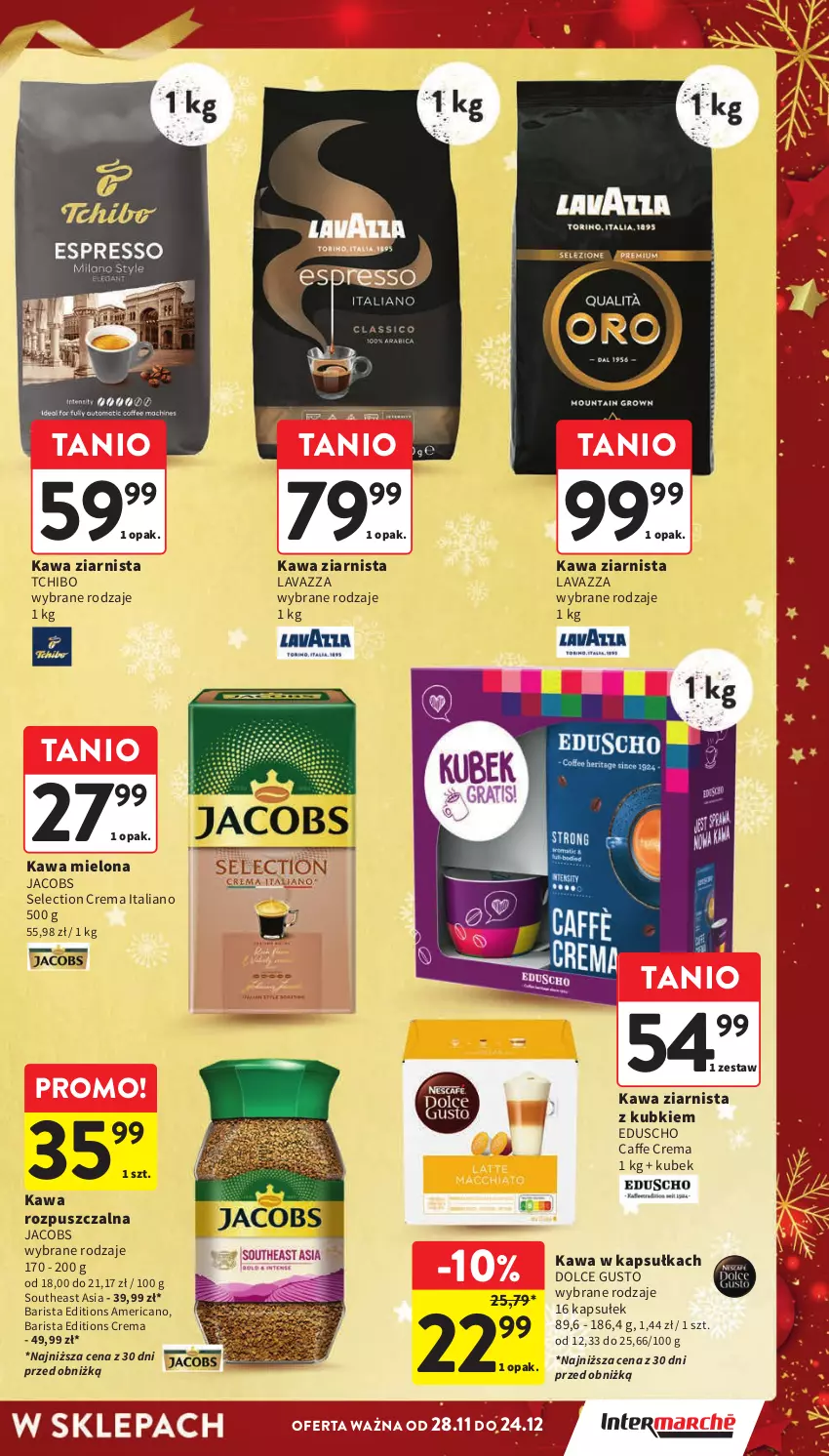 Gazetka promocyjna Intermarche - ważna 28.11 do 04.12.2024 - strona 9 - produkty: Dolce Gusto, Jacobs, Kawa, Kawa mielona, Kawa rozpuszczalna, Kawa ziarnista, Kubek, Lavazza, Tchibo