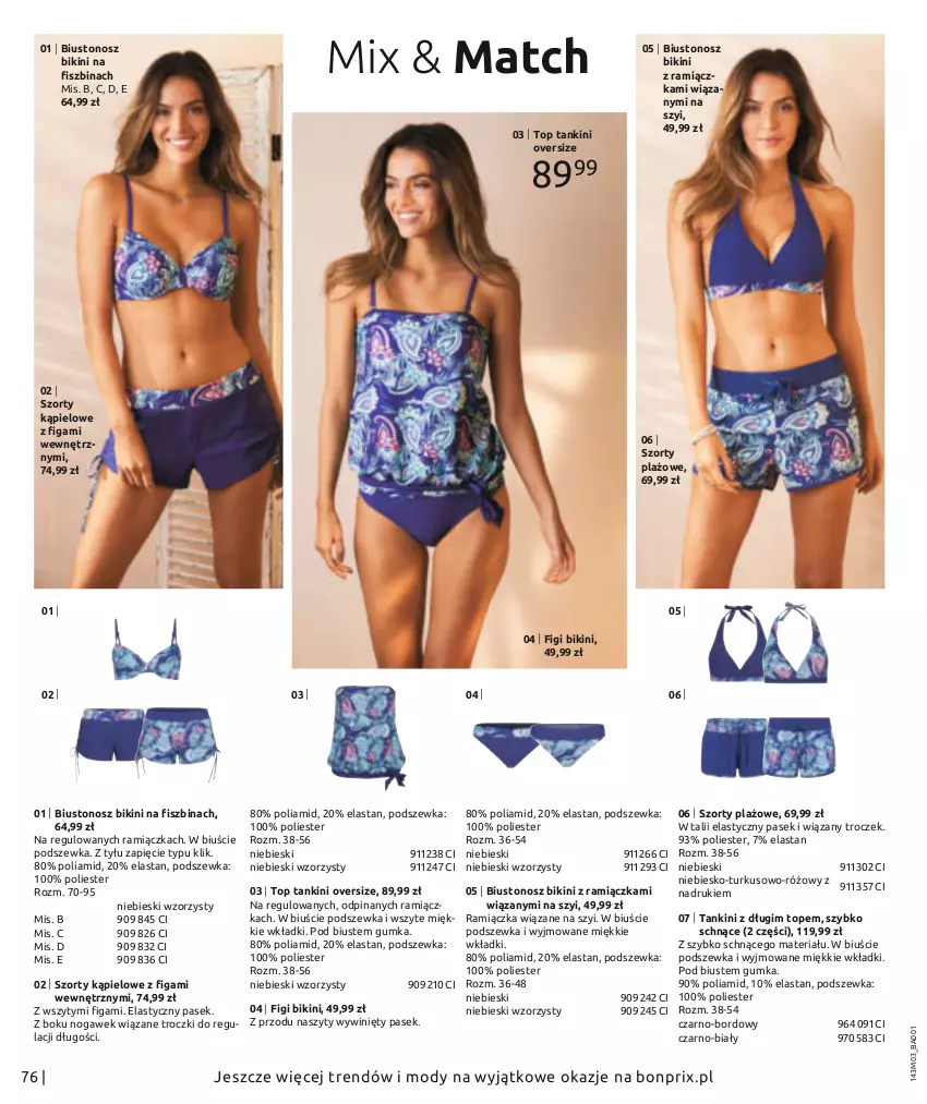 Gazetka promocyjna Bonprix - Nareszcie wiosna! - ważna 12.04 do 17.09.2021 - strona 78 - produkty: Bikini, Biustonosz, Figi, Pasek, Szorty, Top, Wkładki