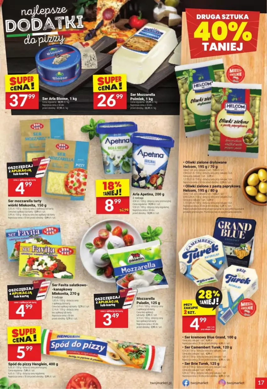 Gazetka promocyjna Twoj Market - ważna 05.02 do 11.02.2025 - strona 9 - produkty: Brie, Camembert, Fa, Gra, HELCOM, LG, Mozzarella, Oliwki, Oliwki zielone, Polmiek, Sałat, Ser, Spód do pizzy