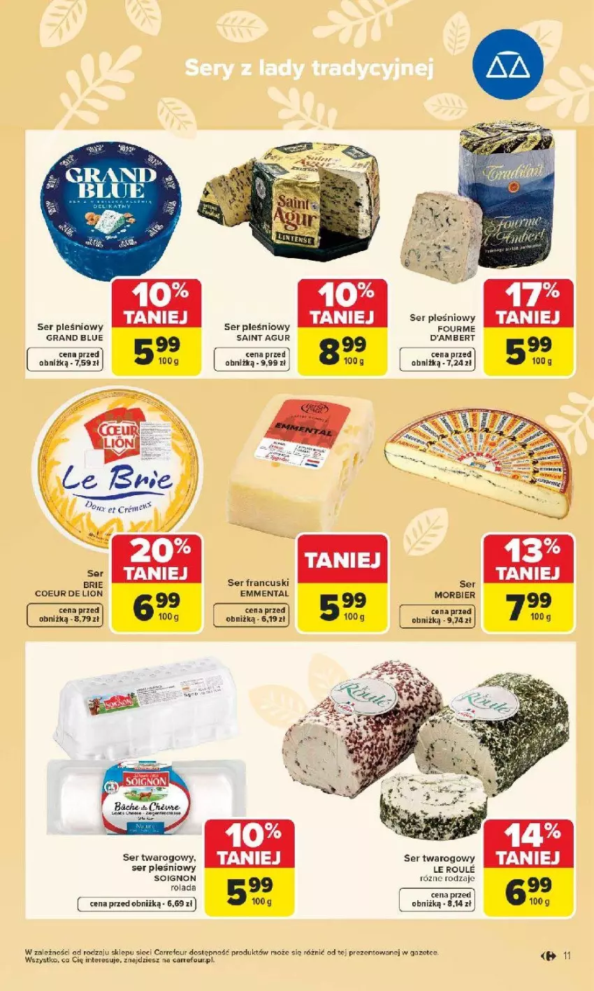 Gazetka promocyjna Carrefour - Gazetka Wielkanoc smakuje lepiej - ważna 16.03 do 04.04.2026 - strona 11 - produkty: Brie, Emmental, Gra, Lion, Rolada, Ser, Ser pleśniowy, Ser twarogowy