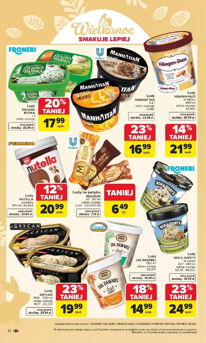 Gazetka promocyjna Carrefour - Gazetka Wielkanoc smakuje lepiej - ważna 16.03 do 04.04.2026 - strona 12 - produkty: Body, Ferrero, Gry, Lody, Nutella, Ser