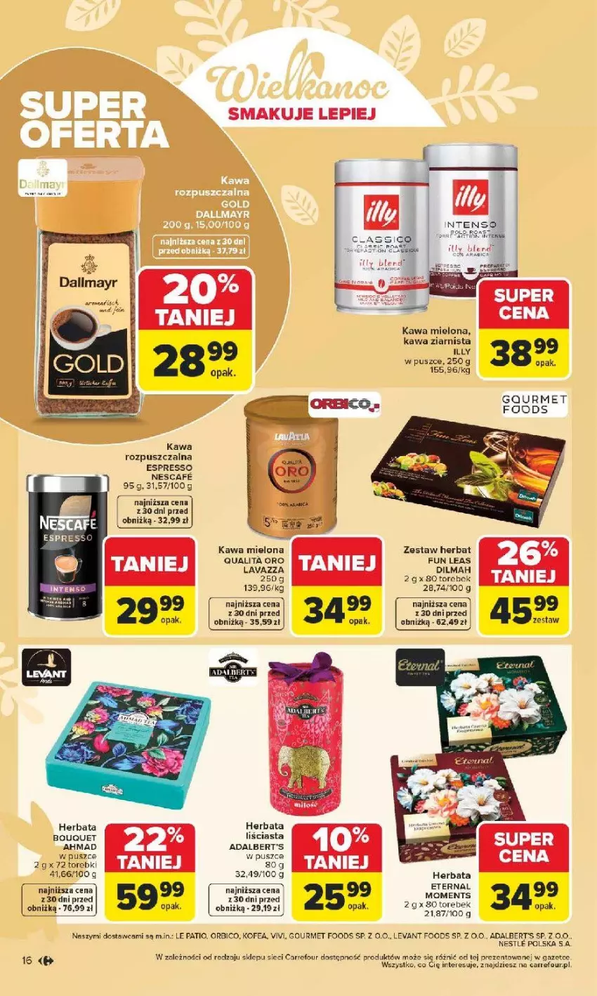 Gazetka promocyjna Carrefour - Gazetka Wielkanoc smakuje lepiej - ważna 16.03 do 04.04.2026 - strona 16 - produkty: BIC, Fa, Herbata, Kawa, Kawa mielona, Kawa rozpuszczalna, Kawa ziarnista, Lavazza, Moments