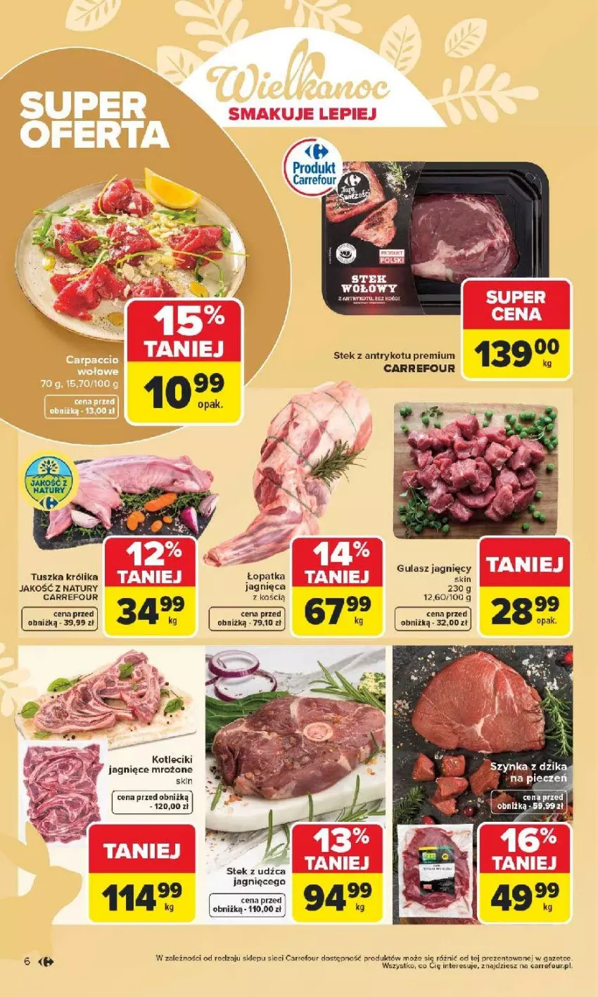 Gazetka promocyjna Carrefour - Gazetka Wielkanoc smakuje lepiej - ważna 16.03 do 04.04.2026 - strona 6 - produkty: Królik, Stek, Tusz