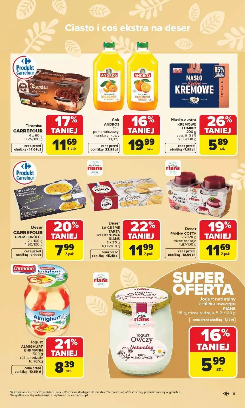Gazetka promocyjna Carrefour - Gazetka Wielkanoc smakuje lepiej - ważna 16.03 do 04.04.2026 - strona 9 - produkty: Deser, Masło, Panna cotta, Ser, Sok