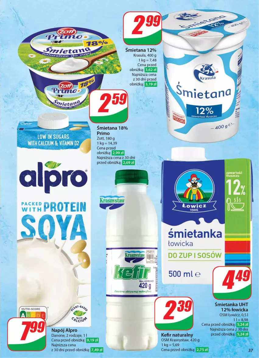 Gazetka promocyjna Dino - Gazetka 43 / 2024 - ważna 23.10 do 29.10.2024 - strona 38 - produkty: Alpro, Danone, Kefir, Kefir naturalny, LG, Napój, Sos, Zott