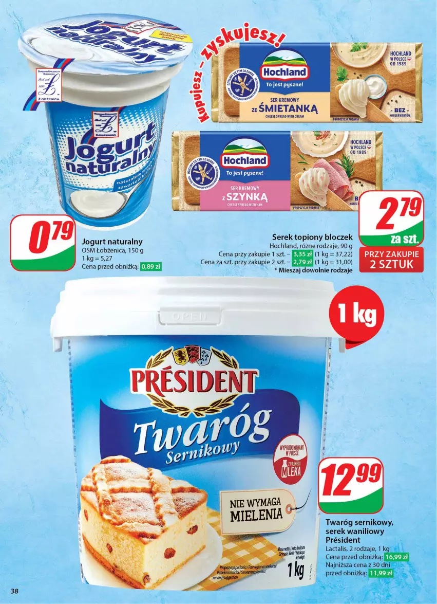 Gazetka promocyjna Dino - Gazetka 43 / 2024 - ważna 23.10 do 29.10.2024 - strona 39 - produkty: Hochland, Jogurt, Jogurt naturalny, Ser, Serek, Top