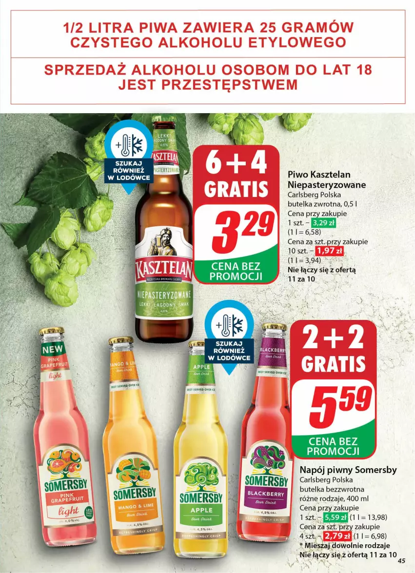 Gazetka promocyjna Dino - Gazetka 43 / 2024 - ważna 23.10 do 29.10.2024 - strona 46 - produkty: Carlsberg, Kasztelan, Napój, Piwo, Ser, Somersby