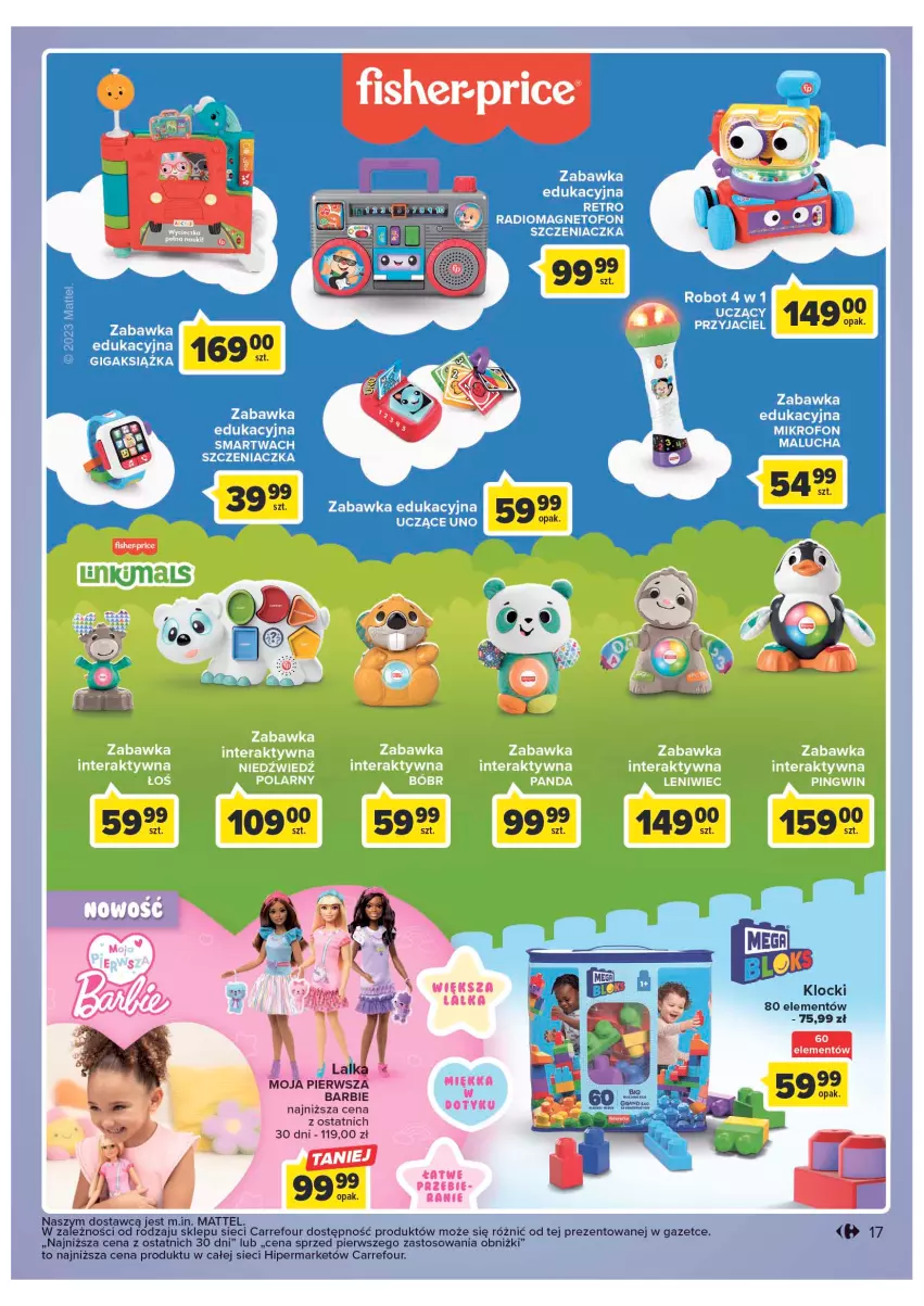 Gazetka promocyjna Carrefour - Gazetka Klasa dla bobasa - ważna 14.02 do 25.02.2023 - strona 19 - produkty: Barbie, Klocki, Mattel, Panda, Pingwin, Tera, Zabawka