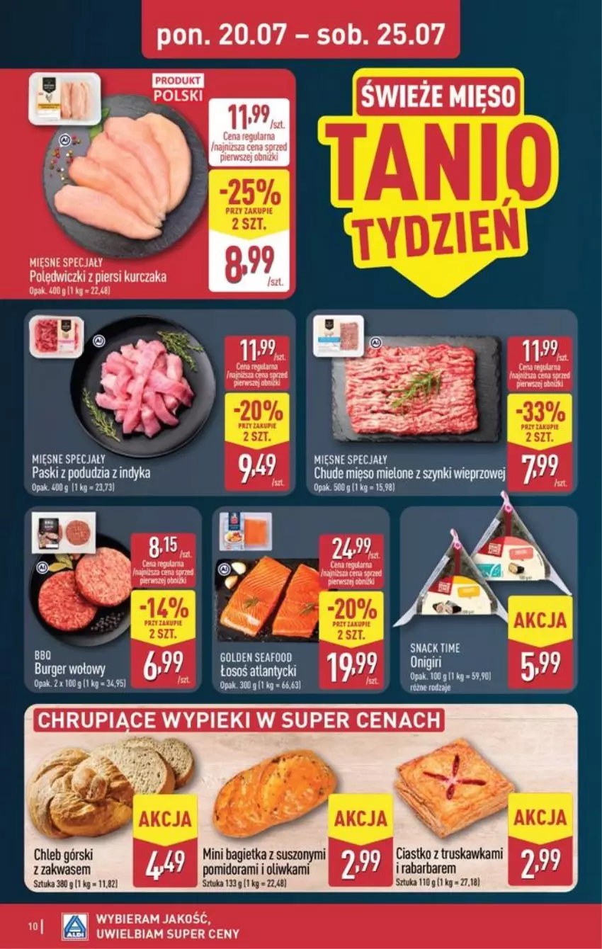 Gazetka promocyjna Aldi - Pełna oferta - ważna 20.07 do 25.07.2026 - strona 10 - produkty: Bagietka, Chleb, Kurczak, Mięsne specjały, Mięso, Mięso mielone, Mięso mielone z szynki