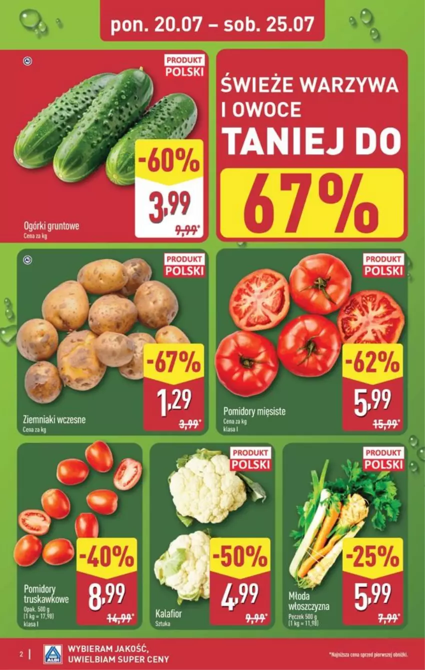 Gazetka promocyjna Aldi - Pełna oferta - ważna 20.07 do 25.07.2026 - strona 2 - produkty: Fa, Grunt, Kalafior, Owoce, Warzywa