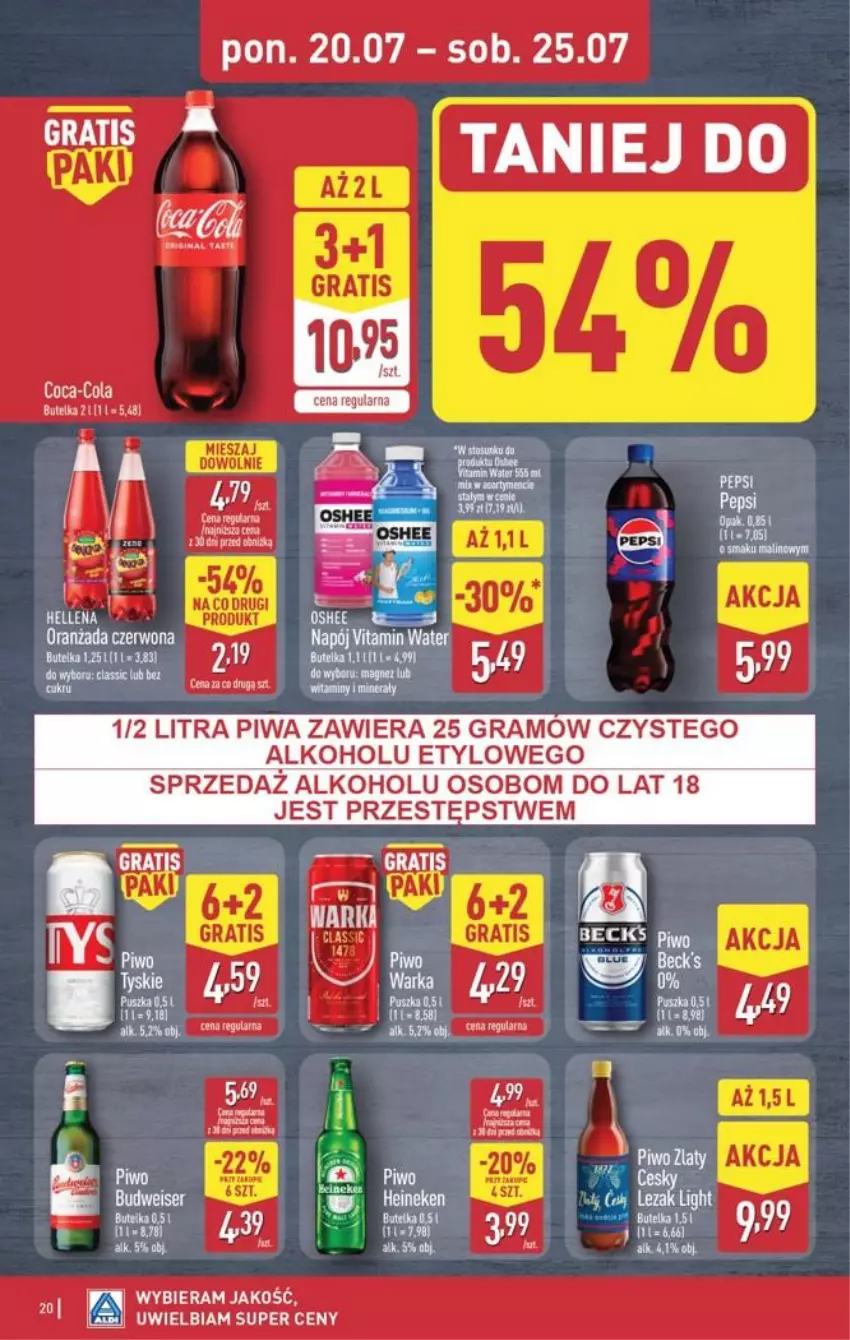 Gazetka promocyjna Aldi - Pełna oferta - ważna 20.07 do 25.07.2026 - strona 20 - produkty: Coca-Cola, Gra, LG, Pepsi, Piwa, Por, Ser