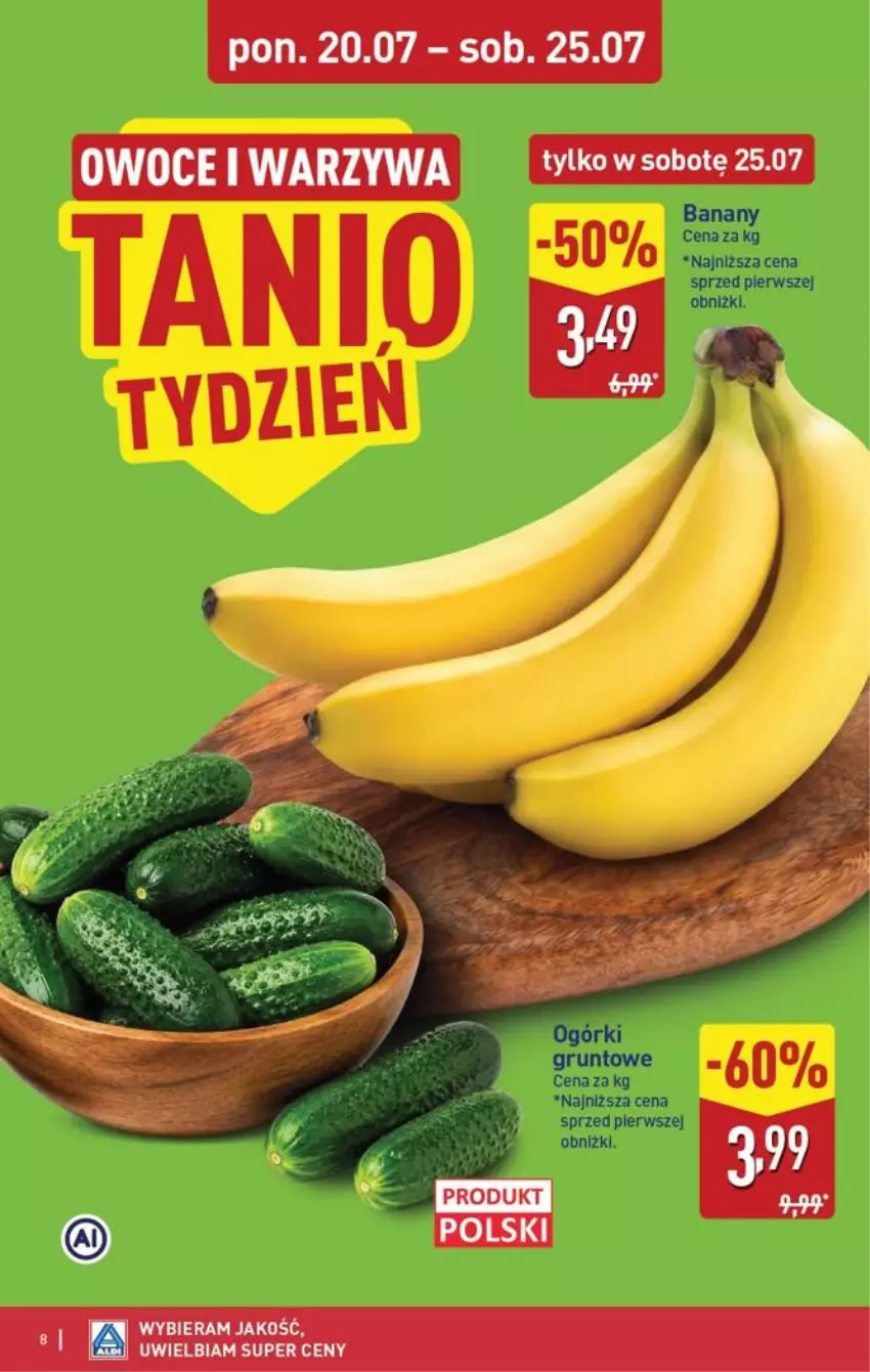 Gazetka promocyjna Aldi - Pełna oferta - ważna 20.07 do 25.07.2026 - strona 8 - produkty: Banany, Grunt, Owoce, Ser, Warzywa