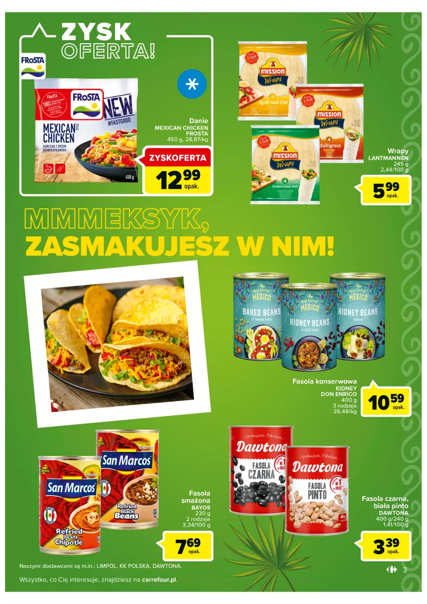 Gazetka promocyjna Carrefour - Gazetka Tak smakuje Meksyk - ważna 14.06 do 26.06.2022 - strona 3 - produkty: Dawtona, Fa, Fasola, Frosta, Ser