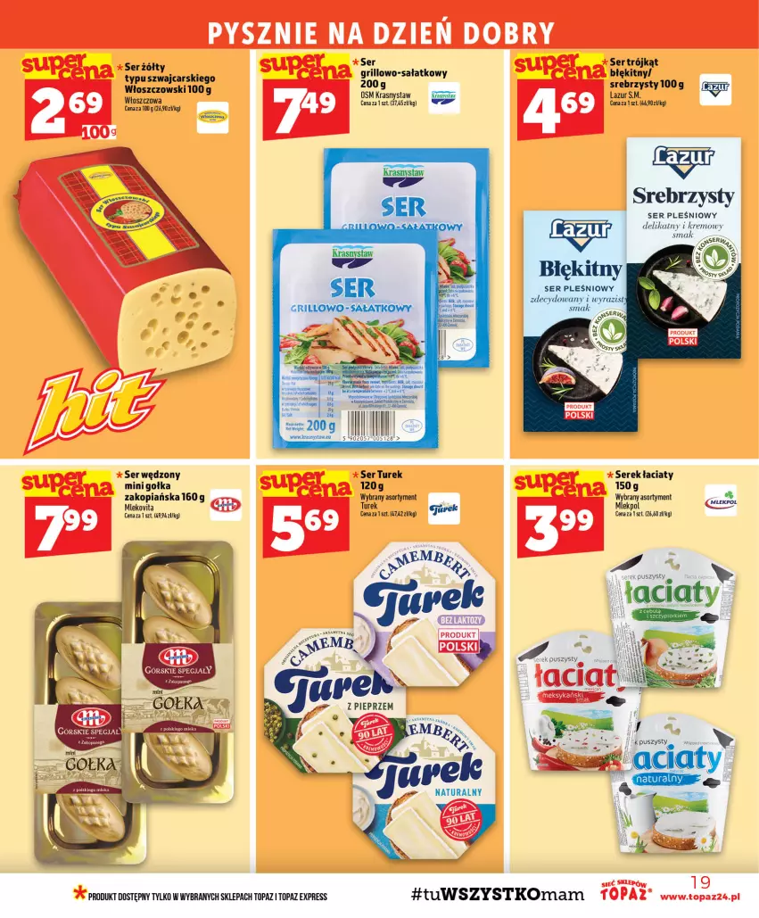 Gazetka promocyjna Topaz - Gazetka - ważna 13.08 do 19.08.2026 - strona 19 - produkty: Cars, Lazur, Sałat, Ser, Ser pleśniowy, Serek, Top, Włoszczowski