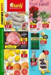 Gazetka promocyjna Twoj Market - Gazetka - ważna od 12.03 do 12.03.2024 - strona 1 - produkty: Tulipan, Róża, Kawa, Siatka, Bukiet, Kiełbasa biała, Jacobs, Kiełbasa