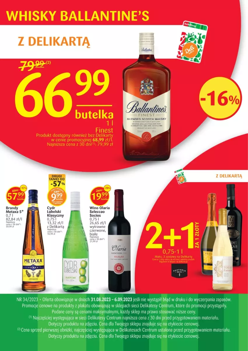 Gazetka promocyjna Delikatesy Centrum - Folder alkoholowy DC34 - ważna 31.08 do 06.09.2023 - strona 2 - produkty: Brandy, Metaxa, Rum, Wino