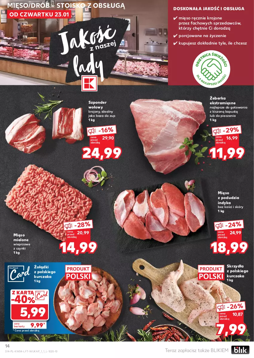 Gazetka promocyjna Kaufland - Gazetka tygodnia - ważna 23.01 do 29.01.2025 - strona 14 - produkty: Drób, Fa, Kapustą, Kurczak, Mięso, Mięso mielone, Piec, Por, Szponder wołowy, Tera