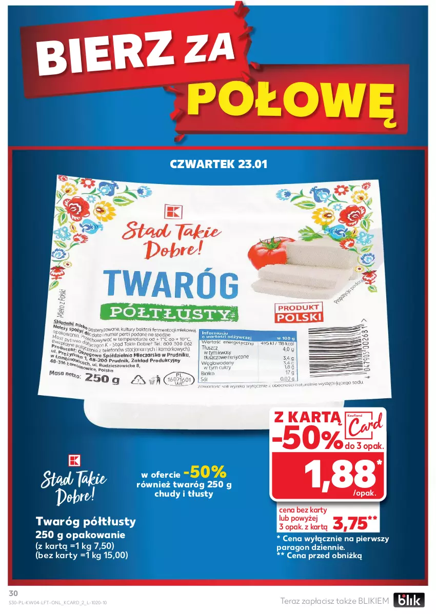 Gazetka promocyjna Kaufland - Gazetka tygodnia - ważna 23.01 do 29.01.2025 - strona 30 - produkty: Tera, Twaróg, Twaróg półtłusty