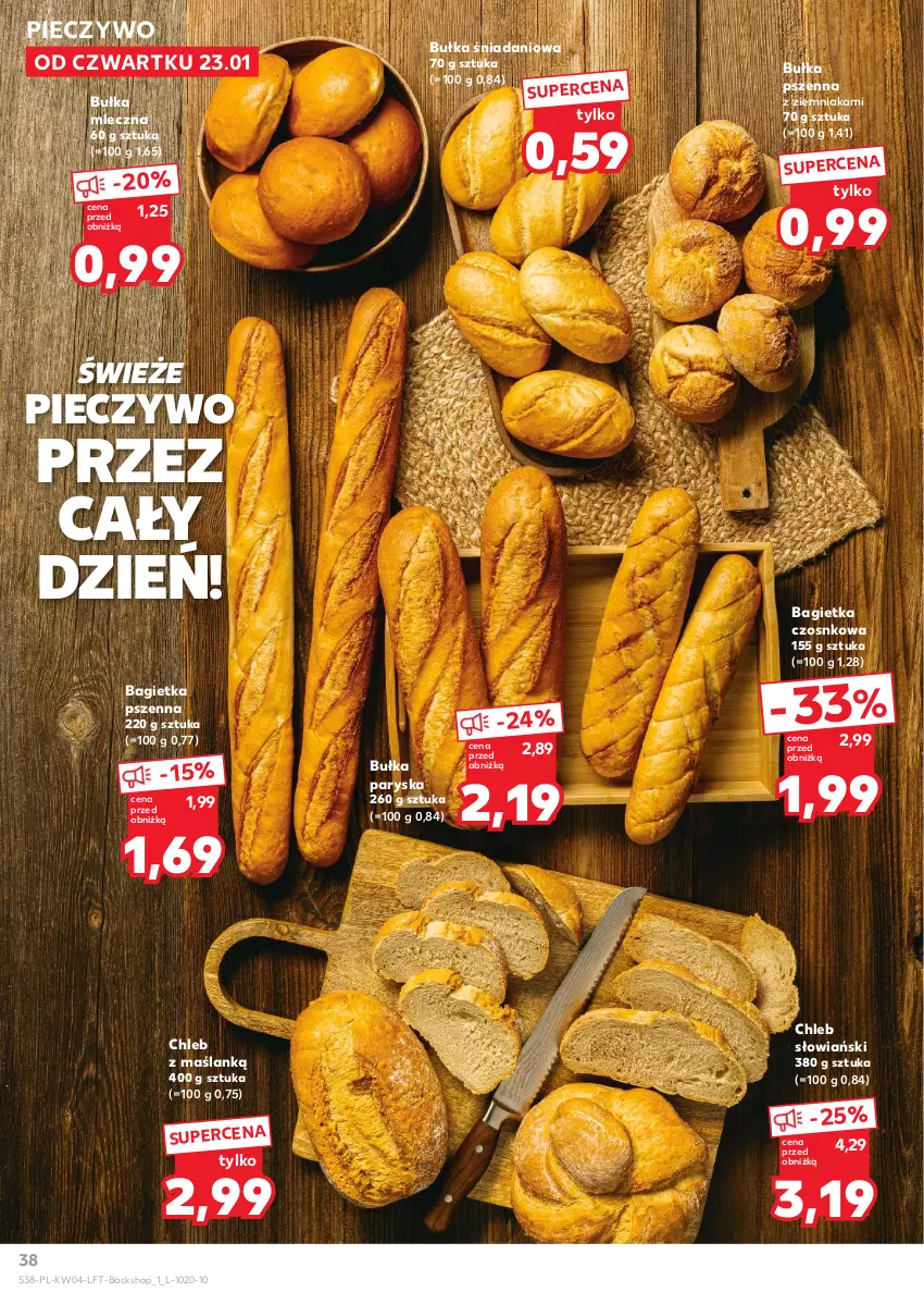 Gazetka promocyjna Kaufland - Gazetka tygodnia - ważna 23.01 do 29.01.2025 - strona 38 - produkty: Bagietka, Bagietka czosnkowa, Bagietka pszenna, Bułka, Chleb, Danio, Piec, Pieczywo