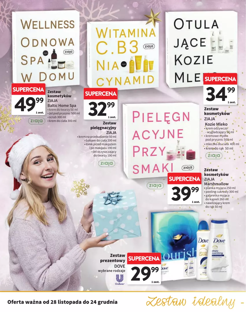 Gazetka promocyjna Intermarche - ważna 28.11 do 24.12.2024 - strona 24 - produkty: Balsam do ciała, Dove, Gala, Galaretka, Krem do ciała, Krem do twarzy, Makijaż, Mars, Mleczko, Mleko, Mus, Mydło, Peeling, Tonik, Top, Zestaw prezentowy, Ziaja