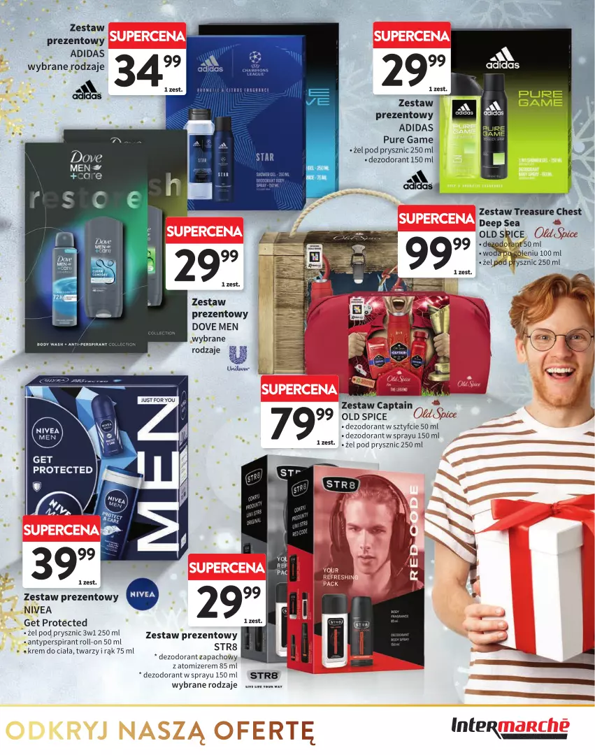 Gazetka promocyjna Intermarche - ważna 28.11 do 24.12.2024 - strona 27 - produkty: Adidas, Antyperspirant, Dezodorant, Dove, Fa, Nivea, Pur, Str8, Zestaw prezentowy