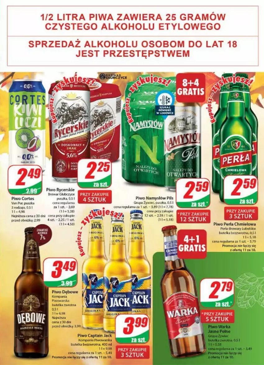 Gazetka promocyjna Dino - ważna 08.11 do 14.11.2023 - strona 9 - produkty: BIC, Captain Jack, Gin, Koc, Namysłów, Perła, Piwo, Pur