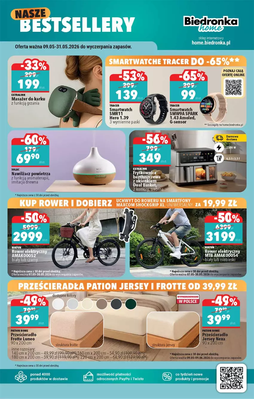 Gazetka promocyjna Biedronka - Okazje Tygodnia - ważna 09.05 do 23.05.2026 - strona 47 - produkty: Acer, Amol, Masażer, Nawilżacz powietrza, Piec, Prześcieradło, Rower, Tera