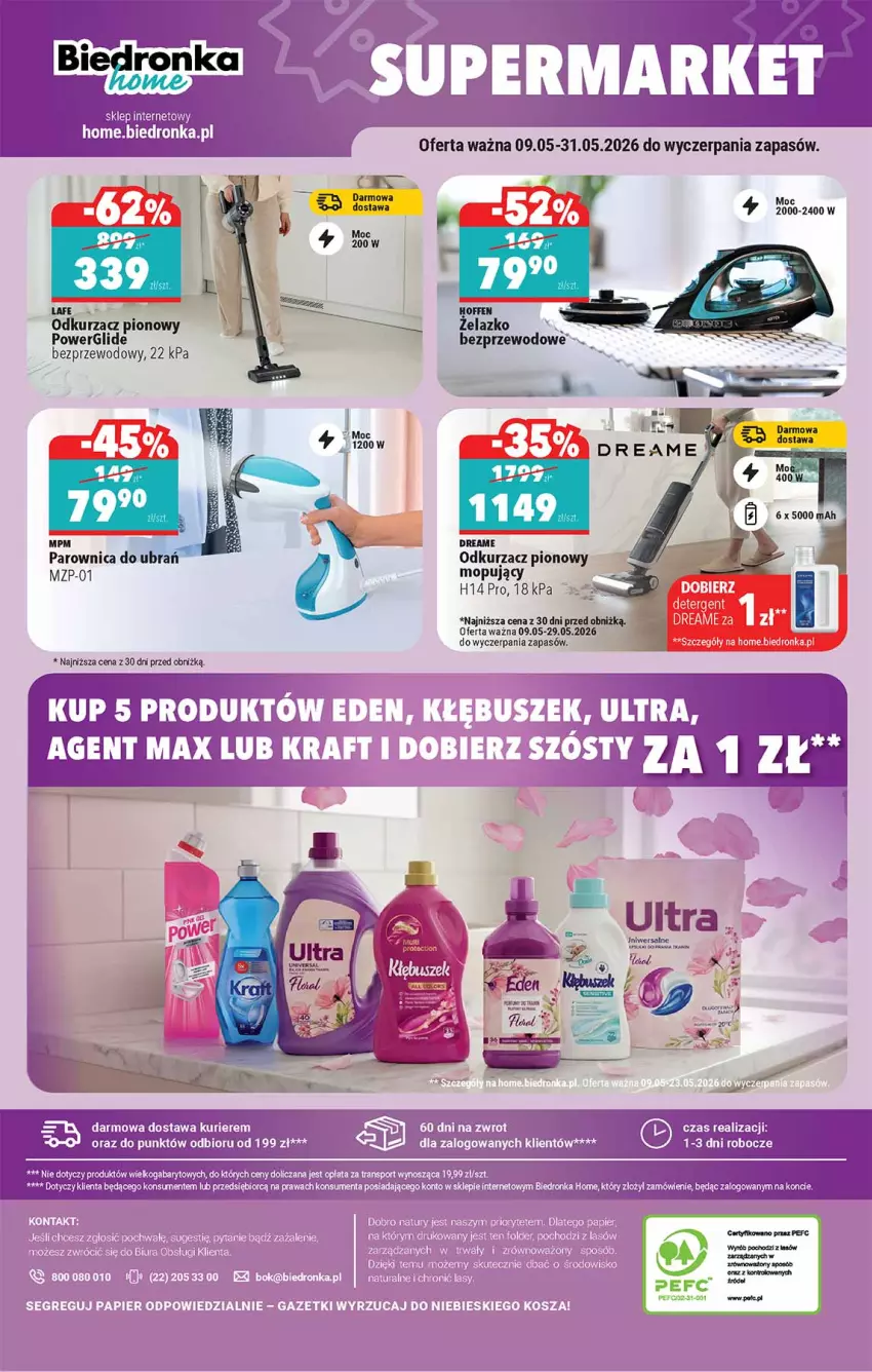 Gazetka promocyjna Biedronka - Okazje Tygodnia - ważna 09.05 do 23.05.2026 - strona 48 - produkty: Mop, Odkurzacz, Papier, Parownica