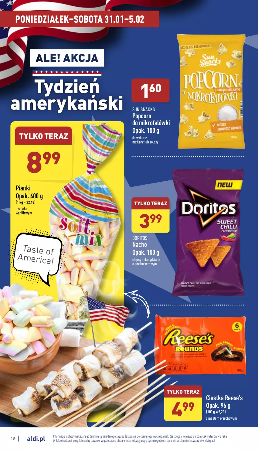 Gazetka promocyjna Aldi - Katalog spożywczy - ważna 31.01 do 05.02.2022 - strona 18 - produkty: Chipsy, Ciastka, Fa, Popcorn, Ser, Tera
