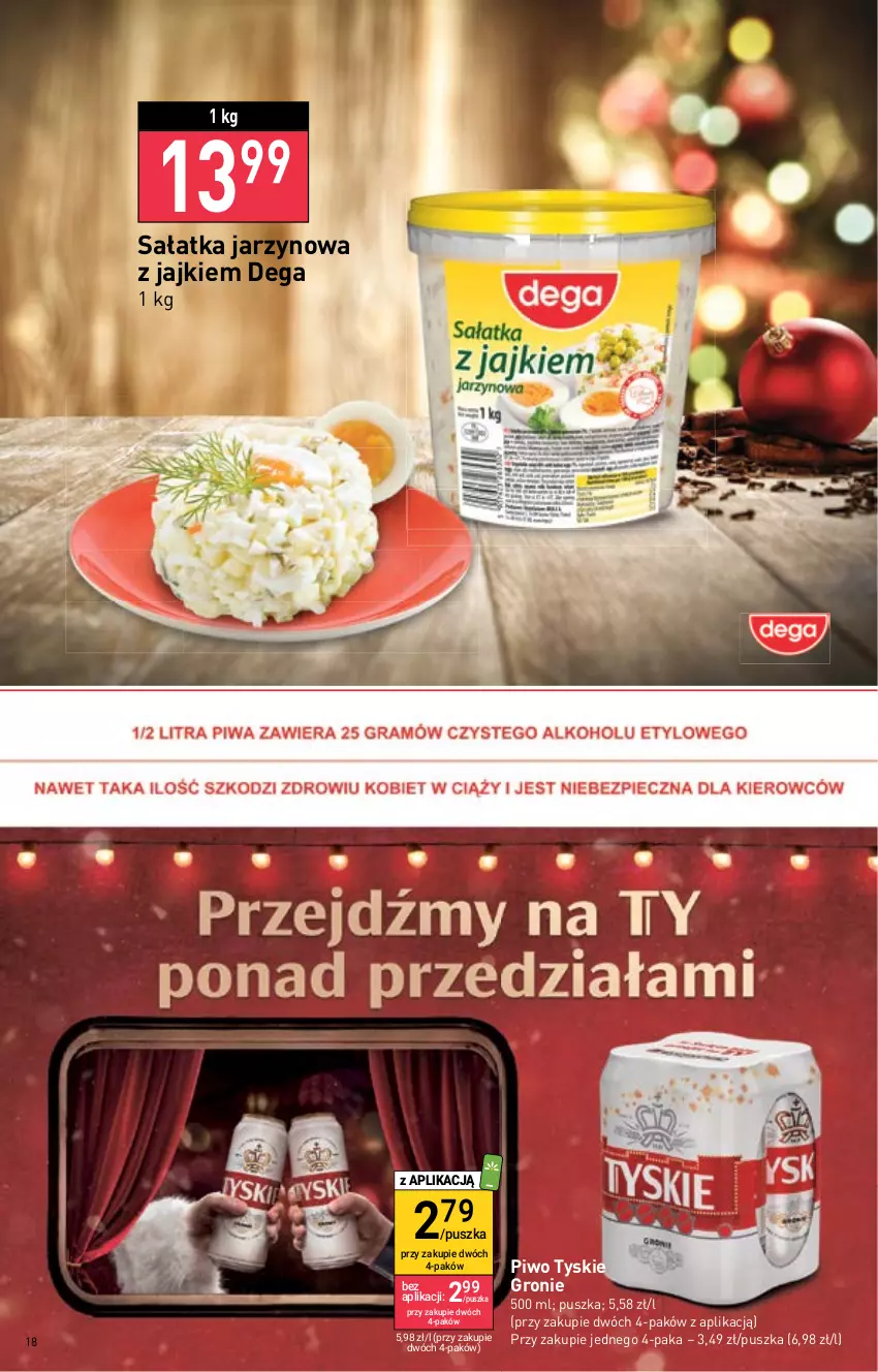 Gazetka promocyjna Stokrotka - Supermarket - ważna 22.12 do 28.12.2022 - strona 18 - produkty: Dega, Piwo, Sałat, Sałatka, Tyskie