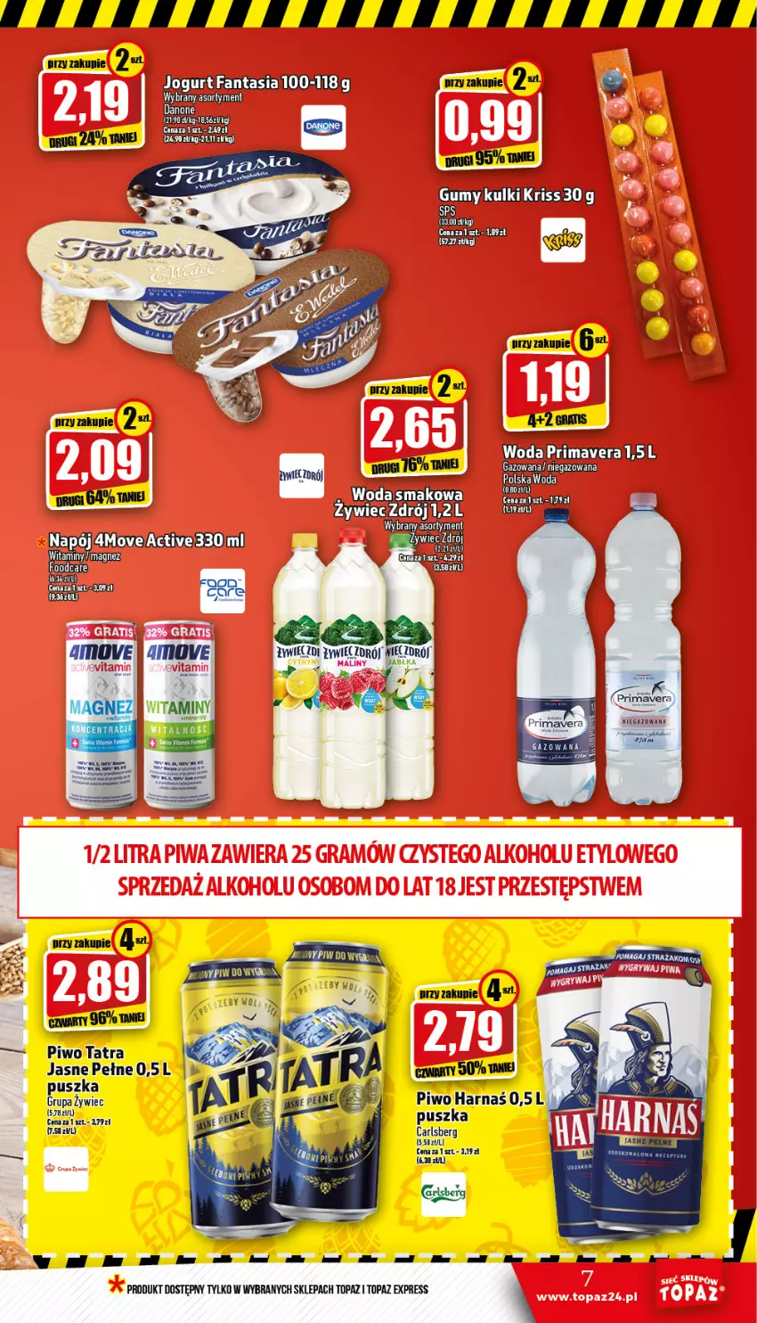 Gazetka promocyjna Topaz - Gazetka - ważna 02.02 do 08.02.2023 - strona 7 - produkty: Fa, Fanta, Gra, Harnaś, Jogurt, Magnez, Napój, Piwo, Prima, Primavera, Top, Woda