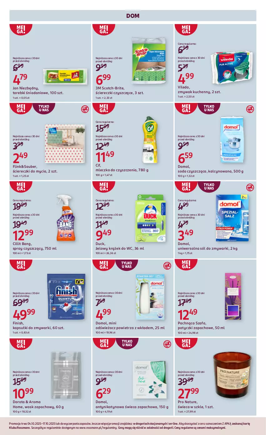 Gazetka promocyjna Rossmann - 4 października - ważna 04.10 do 17.10.2025 - strona 4 - produkty: Brit, Cif, Cillit Bang, Danio, Domol, Duck, Fa, Finish, Jan Niezbędny, Mleczko, Odświeżacz powietrza, Sól, Szafa, Vileda, Zmywarki
