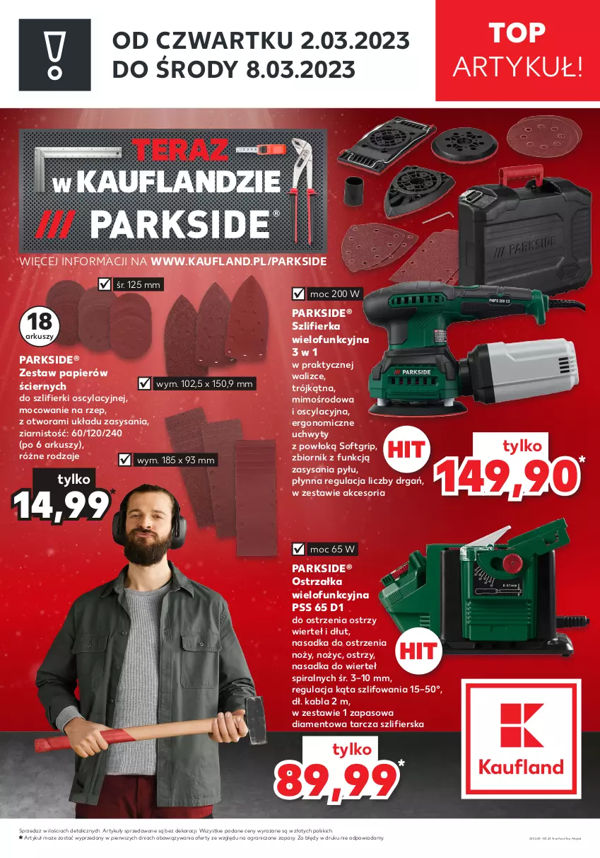 Gazetka promocyjna Kaufland - ZAPOWIEDŹ NASTĘPNEJ OFERTY - ważna 23.02 do 01.03.2023 - strona 1 - produkty: Gra, Noż, Papier, Parkside, Szlifierka, Tera, Top, Uchwyty