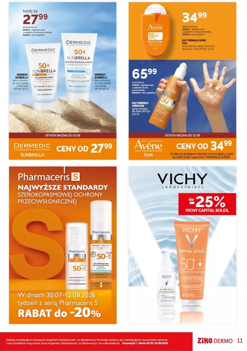 Gazetka promocyjna Ziko - Gazetka Ziko Dermo - ważna 30.07 do 12.08.2026 - strona 11 - produkty: Acer, Dermedic, Pharmaceris, Por, Ser, Vichy