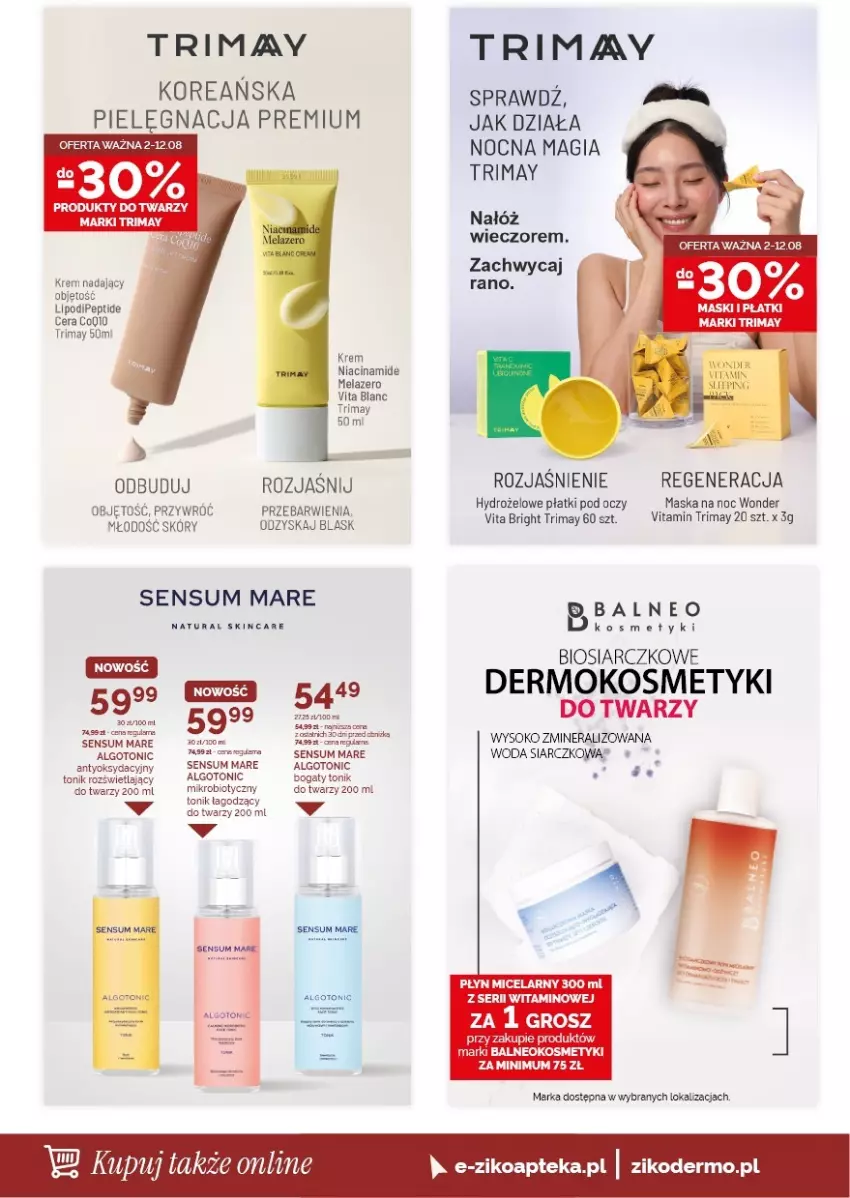 Gazetka promocyjna Ziko - Gazetka Ziko Dermo - ważna 30.07 do 12.08.2026 - strona 8 - produkty: Apteka, Fa, Hydrożelowe płatki pod oczy, LG, Maska, Płyn micelarny, Ser, Sok, Tonik, Tonik do twarzy, Woda