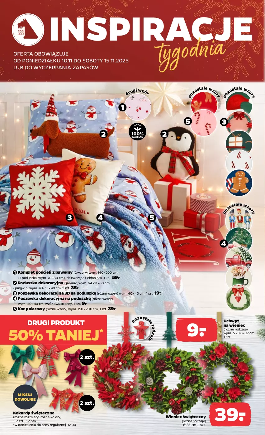 Gazetka promocyjna Netto - Od Poniedziałku Przemysłowa - ważna 10.11 do 15.11.2025 - strona 2 - produkty: Koc, Komplet pościeli, Pingwin, Poduszka, Poduszka dekoracyjna, Pościel, Poszewka, Wieniec