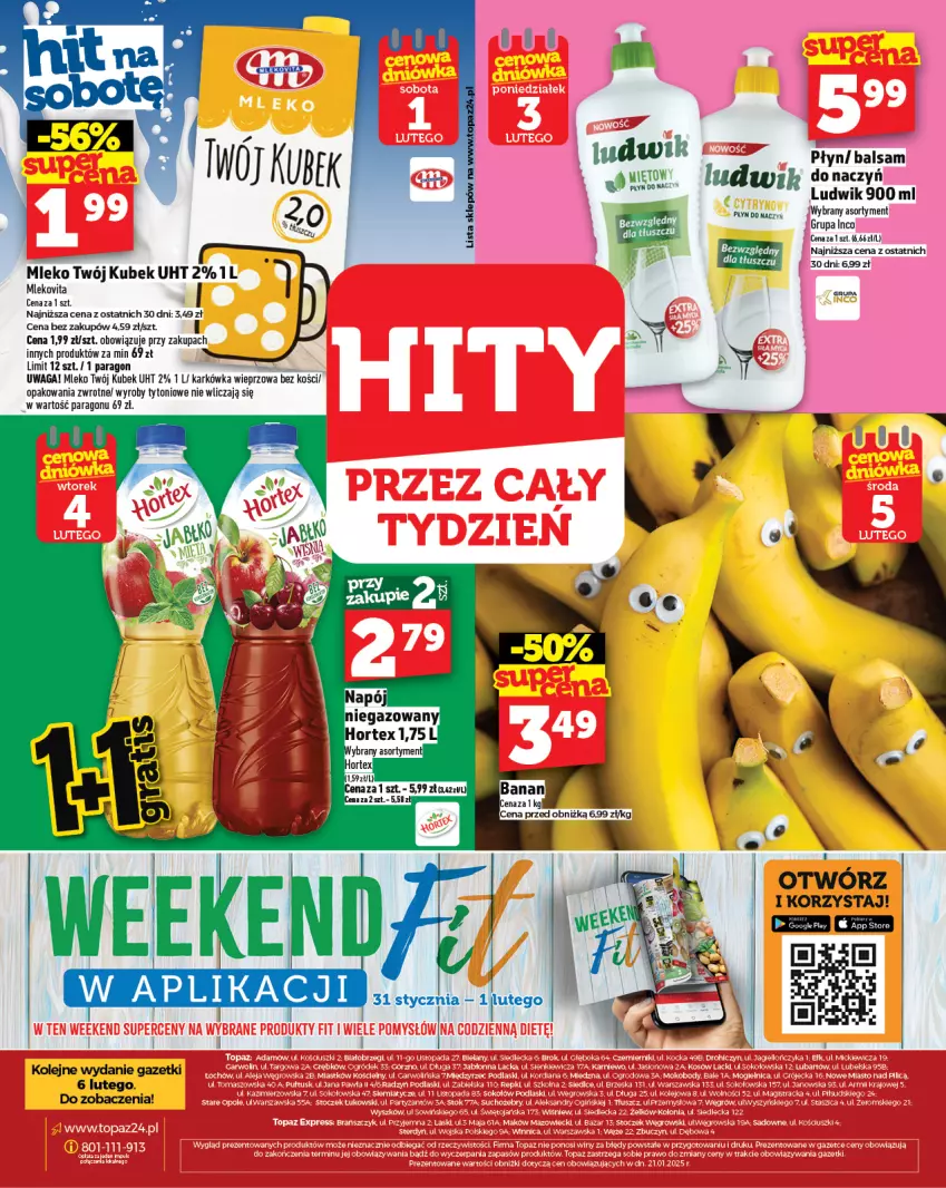 Gazetka promocyjna Topaz - Gazetka - ważna 30.01 do 05.02.2025 - strona 28 - produkty: Karkówka wieprzowa, Kubek, Ludwik, Mleko, Mlekovita, Olej, Vita C, Waga