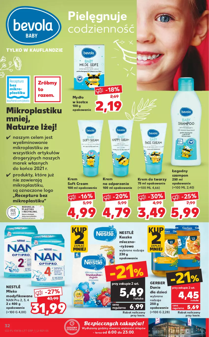 Gazetka promocyjna Kaufland - OFERTA TYGODNIA - ważna 09.09 do 15.09.2021 - strona 32 - produkty: Danie dla dzieci, Dzieci, Gerber, Krem do twarzy, Mleko, Mleko modyfikowane, Mydło, Nestlé, Piec, Ryż, Szampon, Tera