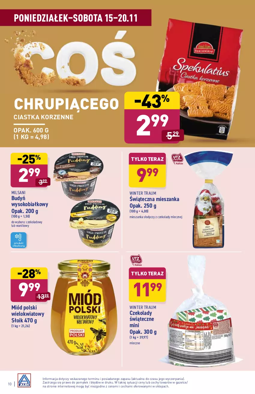 Gazetka promocyjna Aldi - ważna 15.11 do 20.11.2021 - strona 10 - produkty: Budyń, Ciastka, Miód, Sok, Tera