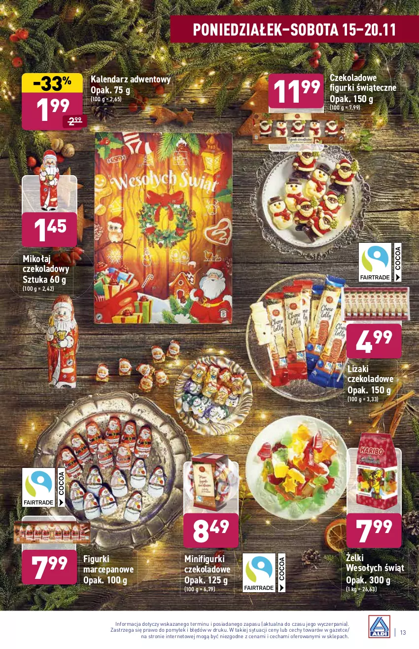 Gazetka promocyjna Aldi - ważna 15.11 do 20.11.2021 - strona 13 - produkty: Kalendarz, Kalendarz adwentowy, Lizaki, Lizaki czekoladowe