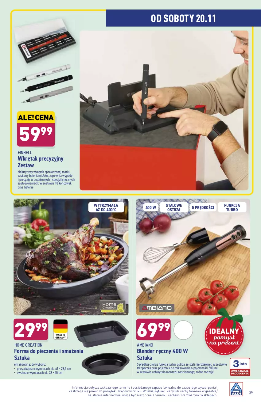 Gazetka promocyjna Aldi - ważna 15.11 do 20.11.2021 - strona 39 - produkty: Bateria, Blender, Blender ręczny, Einhell, Forma do pieczenia, Piec, Pojemnik, Silan, Trzepaczka, Wkręt