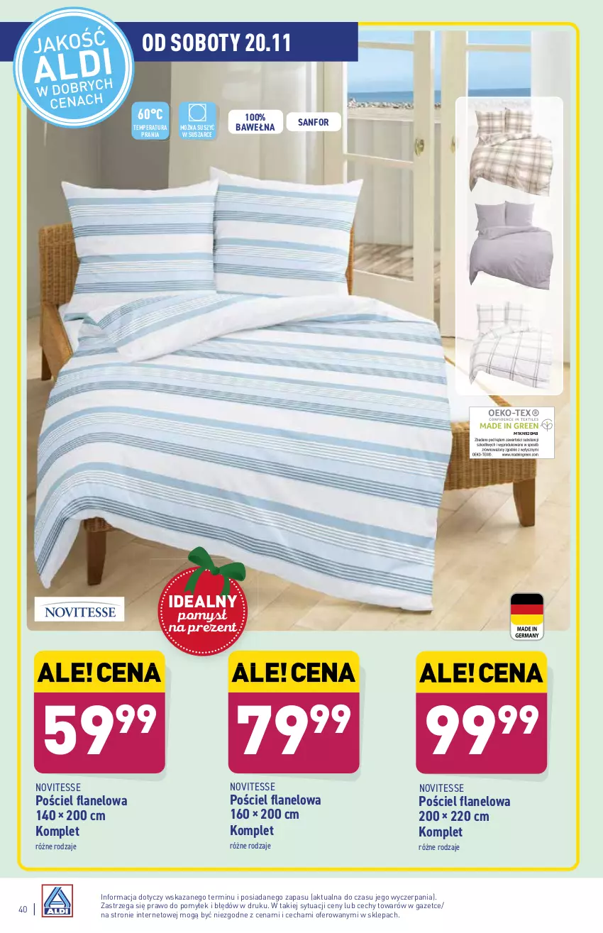 Gazetka promocyjna Aldi - ważna 15.11 do 20.11.2021 - strona 40 - produkty: Pościel, Pościel flanelowa, Wełna