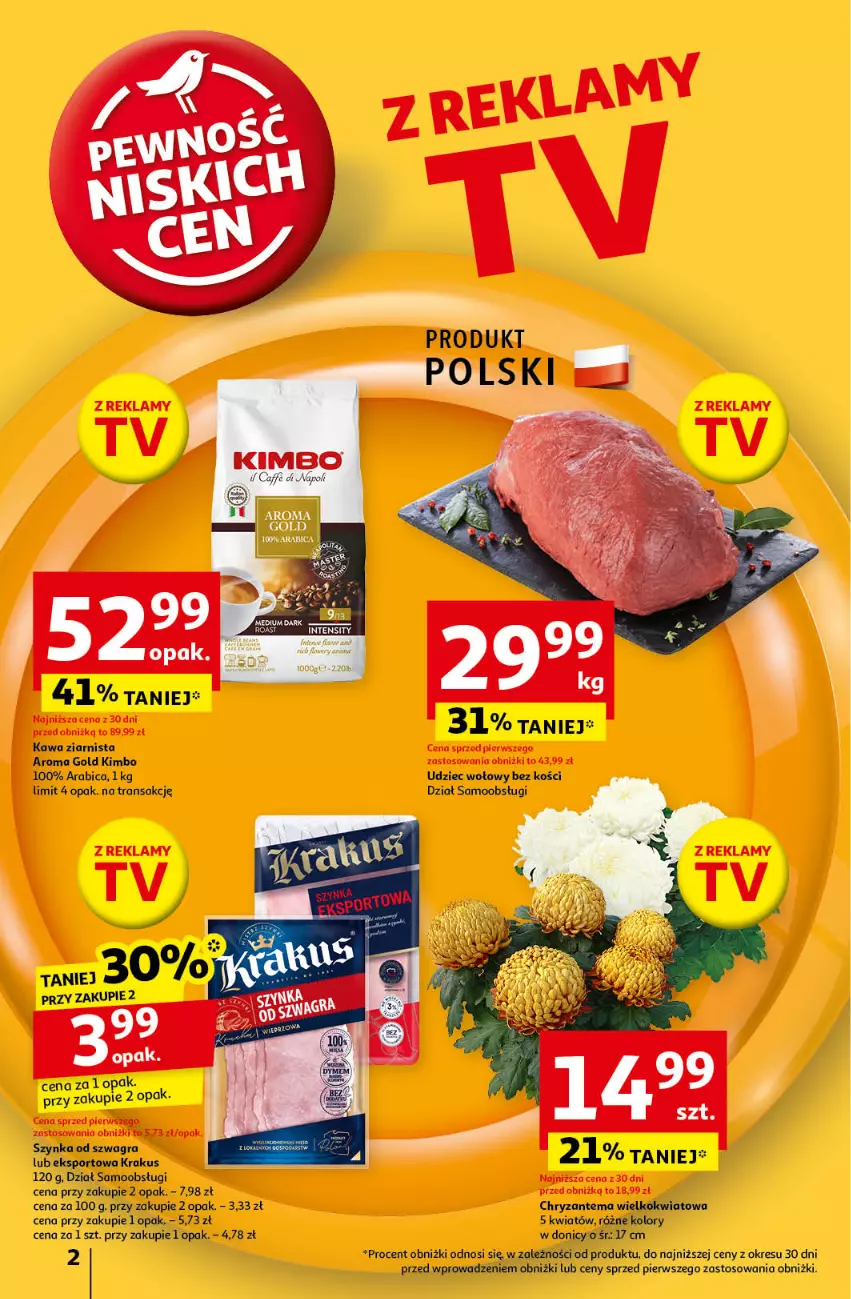 Gazetka promocyjna Auchan - Pewność Niskich Cen Hipermarket - ważna 24.10 do 30.10.2024 - strona 2 - produkty: BIC, Chryzantema, Gra, Kawa, Kawa ziarnista, Szynka, Tran, Udziec wołowy