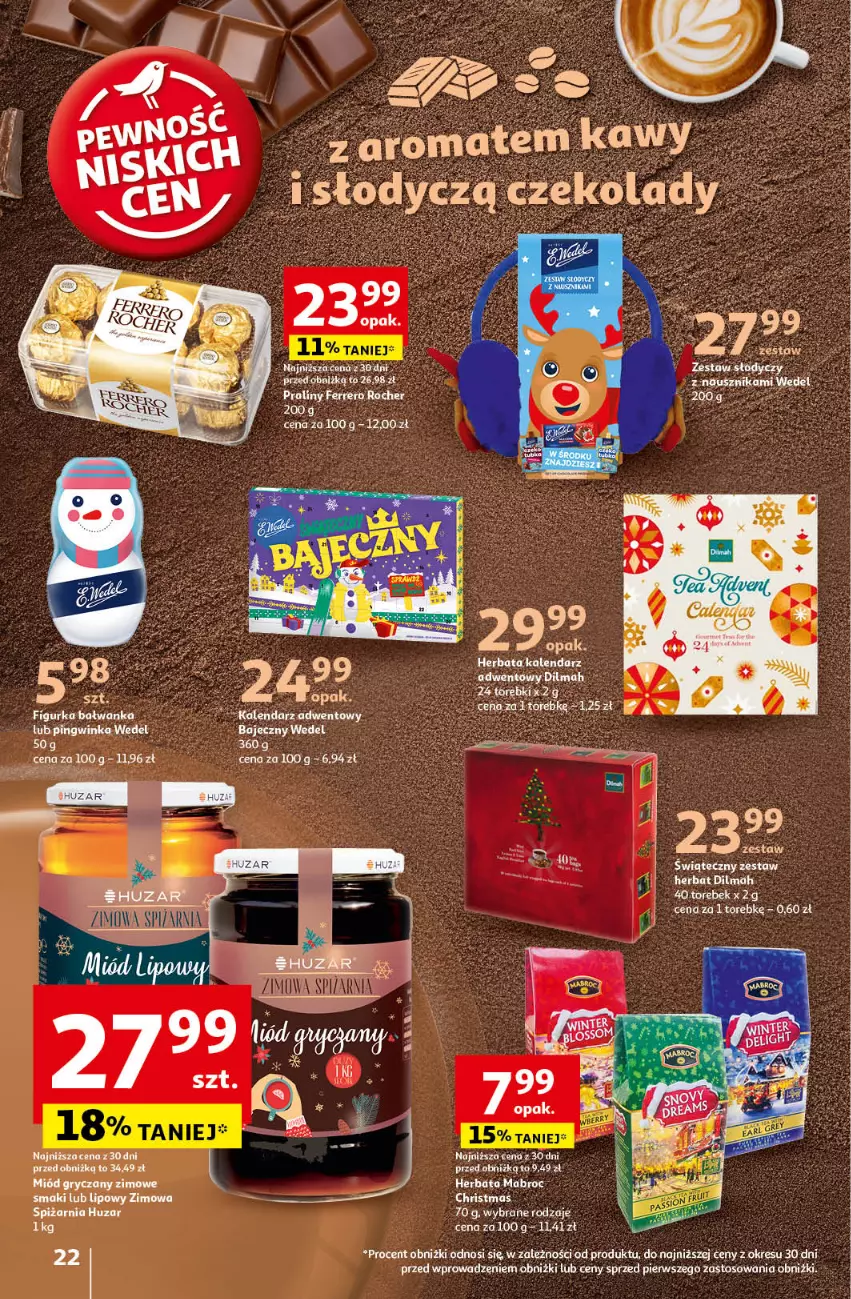 Gazetka promocyjna Auchan - Pewność Niskich Cen Hipermarket - ważna 24.10 do 30.10.2024 - strona 24 - produkty: Dilmah, Ferrero, Figurka bałwan, Gry, Inka, Miód, Pingwin, Praliny