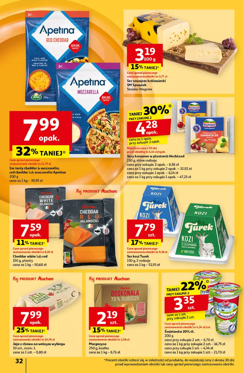 Gazetka promocyjna Auchan - Pewność Niskich Cen Hipermarket - ważna 24.10 do 30.10.2024 - strona 34 - produkty: Cheddar, Hochland, Jaja, Margaryna, Mozzarella, Ser, Ser kozi