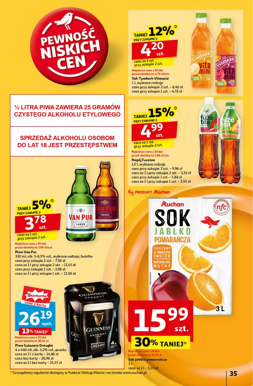 Gazetka promocyjna Auchan - Pewność Niskich Cen Hipermarket - ważna 24.10 do 30.10.2024 - strona 37 - produkty: Gra, Napój, Piwa, Piwo, Pur, Sok, Tymbark