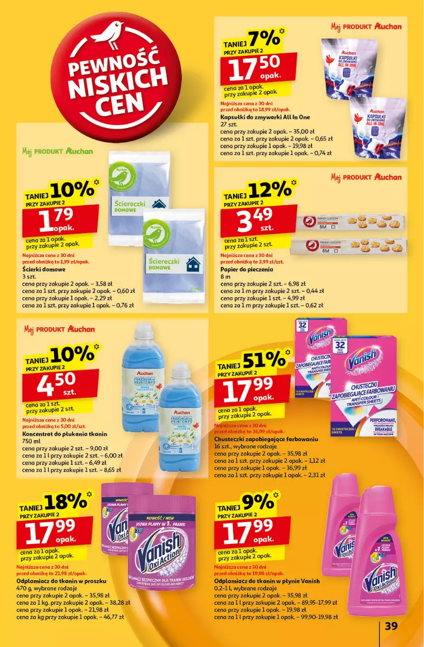 Gazetka promocyjna Auchan - Pewność Niskich Cen Hipermarket - ważna 24.10 do 30.10.2024 - strona 41 - produkty: Fa, Odplamiacz, Papier, Papier do pieczenia, Piec, Vanish, Zmywarki