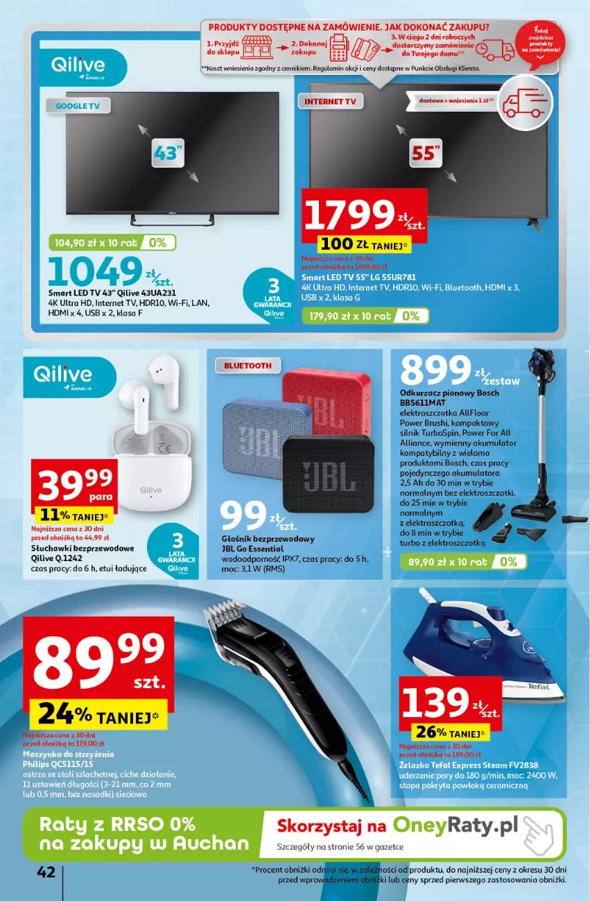 Gazetka promocyjna Auchan - Pewność Niskich Cen Hipermarket - ważna 24.10 do 30.10.2024 - strona 50 - produkty: Akumulator, Bosch, Głośnik, JBL, Kosz, LED TV, Odkurzacz, Por, Słuchawki, Słuchawki bezprzewodowe, Szczotka