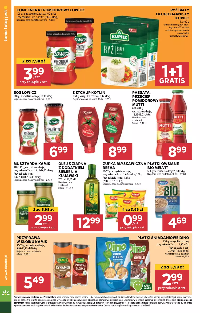 Gazetka promocyjna Stokrotka - Market - ważna 08.05 do 14.05.2025 - strona 10 - produkty: Danio, Gra, Kamis, Ketchup, Koncentrat pomidorowy, Kotlin, Kujawski, Kupiec, Melvit, Mięso, Mus, Musztarda, Olej, Owoce, Piec, Płatki owsiane, Por, Ryż, Ryż biały, Sos, Warzywa